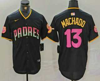 Mens San Diego Padres #13 Manny Machado Black 20th Anniversary Cool Base Stitched Jersey